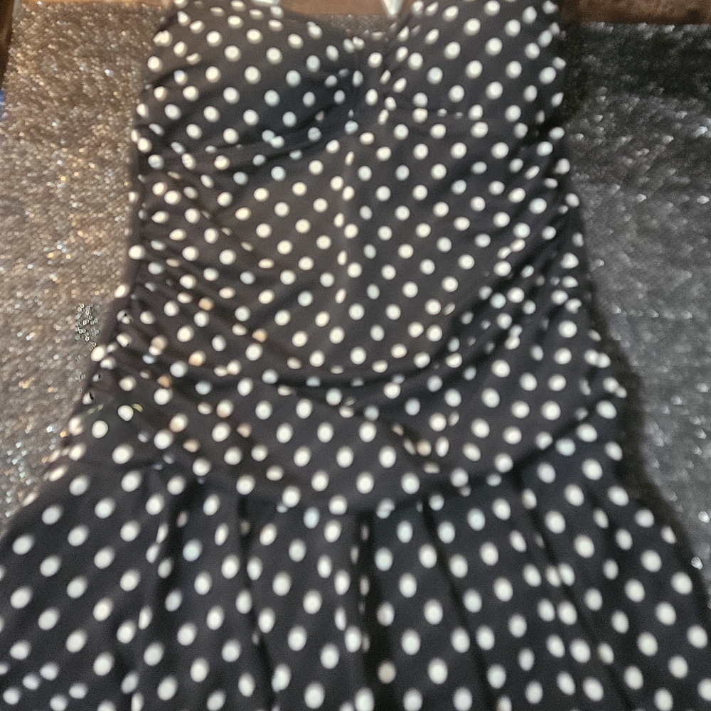 Chaps Black and White Polka Dot Swimsuit Nice EUC Size 10 - Picture 7 of 8